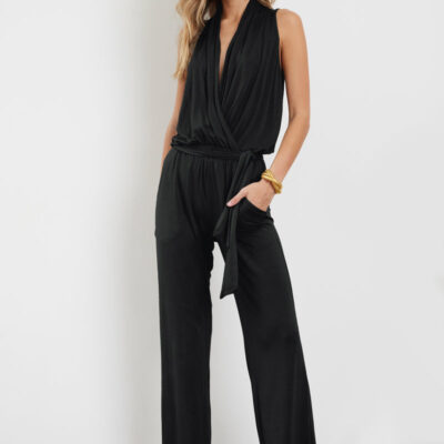 HAVEN WRAP FRONT WIDE LEG JUMPSUIT