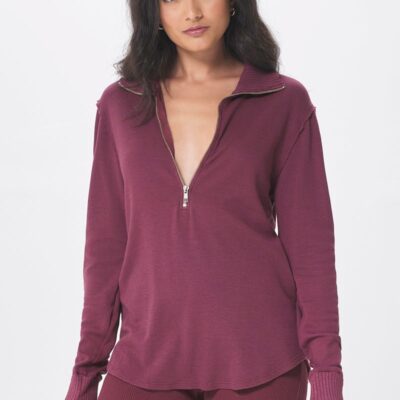 BONFIRE NIGHT ZIP UP THERMAL TURTLENECK TOP