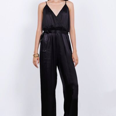 FLEUR BELTED SILKY JUMPSUIT