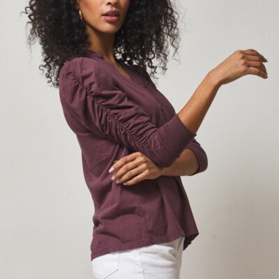 WEST SIDE RUCHED SLEEVE TOP