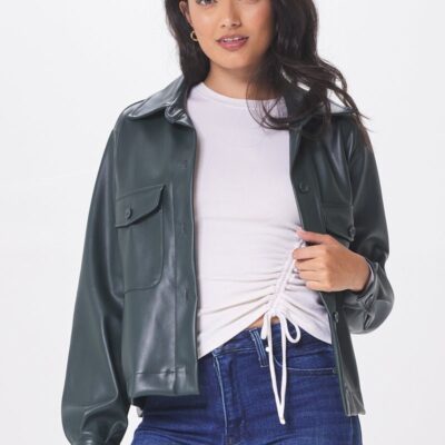 THIRD STREET VEGAN LEATHER SHIRT JACKET